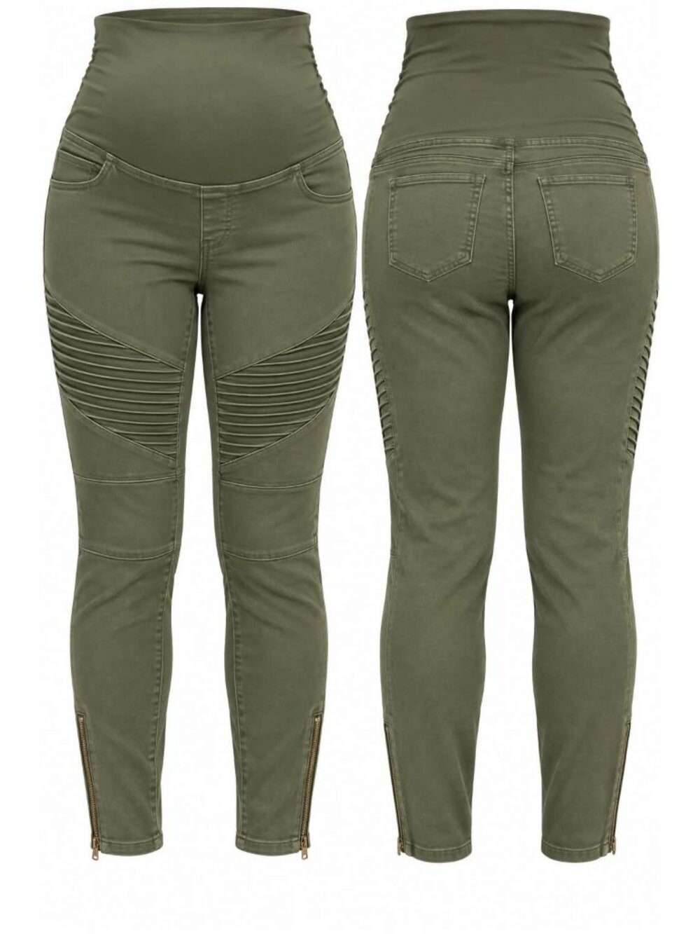 Ingrid & Isabel Isabel Maternity Olive Green Moto Jeggings Size 14 skuL